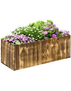 Outsunny 70L Raised Garden Bed, Wooden Rectangle Planter Box, Outdoor Herb Vegetable Flower Pot (80L x 33W x 30H cm)