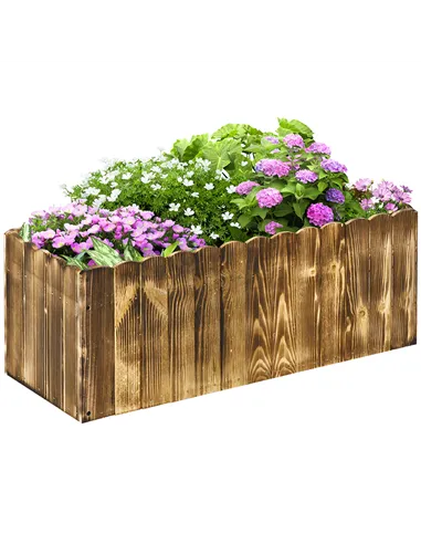Outsunny 70L Raised Garden Bed, Wooden Rectangle Planter Box, Outdoor Herb Vegetable Flower Pot (80L x 33W x 30H cm)