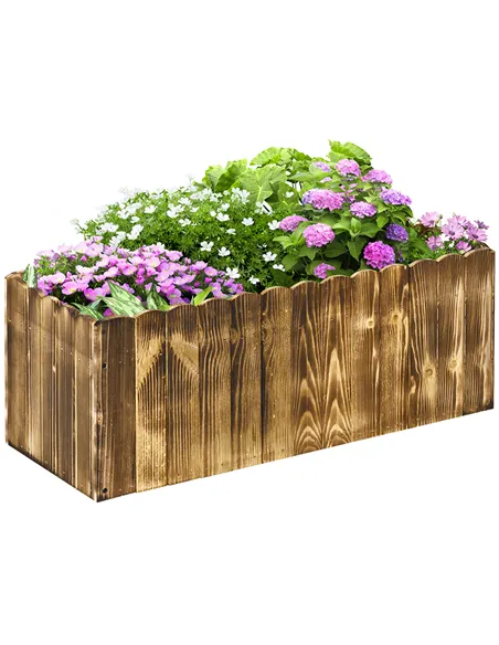 Outsunny 70L Raised Garden Bed, Wooden Rectangle Planter Box, Outdoor Herb Vegetable Flower Pot (80L x 33W x 30H cm)