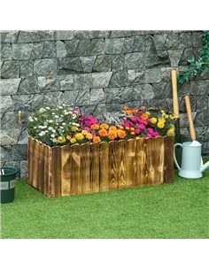 Outsunny 70L Raised Garden Bed, Wooden Rectangle Planter Box, Outdoor Herb Vegetable Flower Pot (80L x 33W x 30H cm) 2