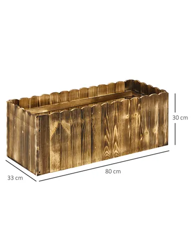 Outsunny 70L Raised Garden Bed, Wooden Rectangle Planter Box, Outdoor Herb Vegetable Flower Pot (80L x 33W x 30H cm)