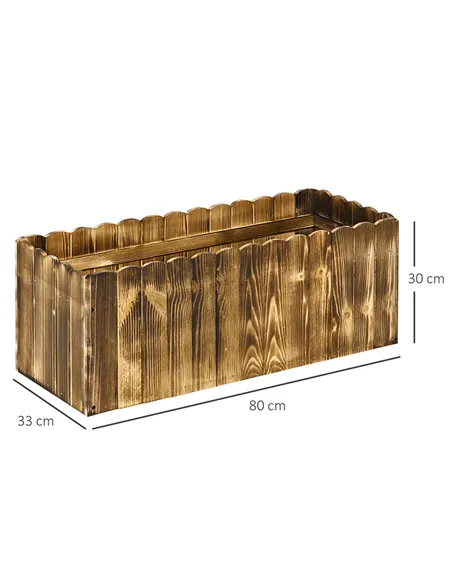 Outsunny 70L Raised Garden Bed, Wooden Rectangle Planter Box, Outdoor Herb Vegetable Flower Pot (80L x 33W x 30H cm)