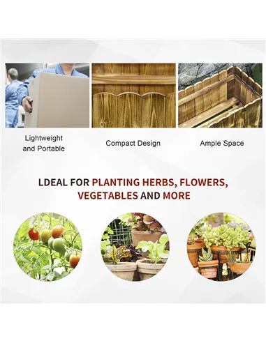 Outsunny 70L Raised Garden Bed, Wooden Rectangle Planter Box, Outdoor Herb Vegetable Flower Pot (80L x 33W x 30H cm)