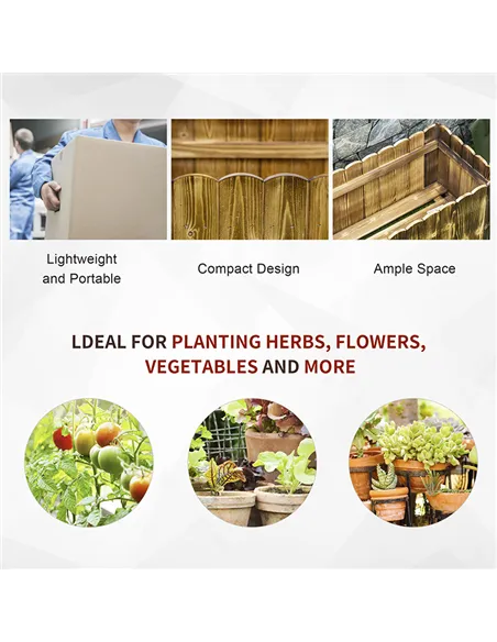 Outsunny 70L Raised Garden Bed, Wooden Rectangle Planter Box, Outdoor Herb Vegetable Flower Pot (80L x 33W x 30H cm)