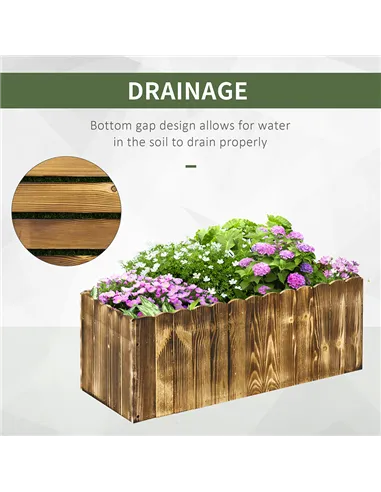 Outsunny 70L Raised Garden Bed, Wooden Rectangle Planter Box, Outdoor Herb Vegetable Flower Pot (80L x 33W x 30H cm)