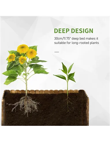 Outsunny 70L Raised Garden Bed, Wooden Rectangle Planter Box, Outdoor Herb Vegetable Flower Pot (80L x 33W x 30H cm)