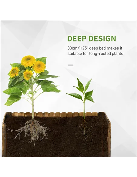 Outsunny 70L Raised Garden Bed, Wooden Rectangle Planter Box, Outdoor Herb Vegetable Flower Pot (80L x 33W x 30H cm)