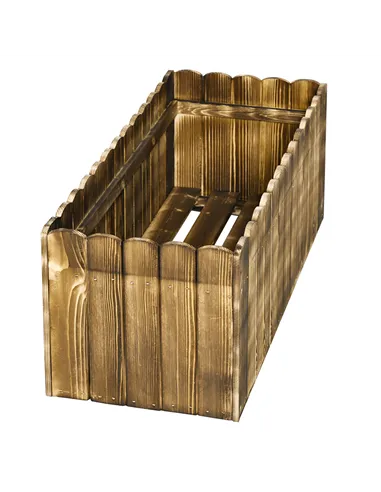 Outsunny 70L Raised Garden Bed, Wooden Rectangle Planter Box, Outdoor Herb Vegetable Flower Pot (80L x 33W x 30H cm)