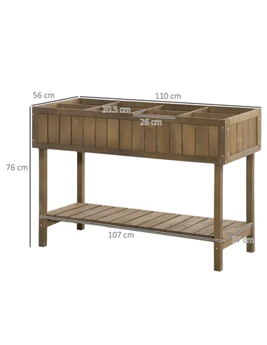 Outsunny Wooden Herb Planter Raised Bed Container Garden Plant Stand Bed 8 Boxes 110L x 46W x 76Hcm Brown