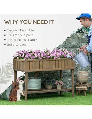 Outsunny Wooden Herb Planter Raised Bed Container Garden Plant Stand Bed 8 Boxes 110L x 46W x 76Hcm Brown