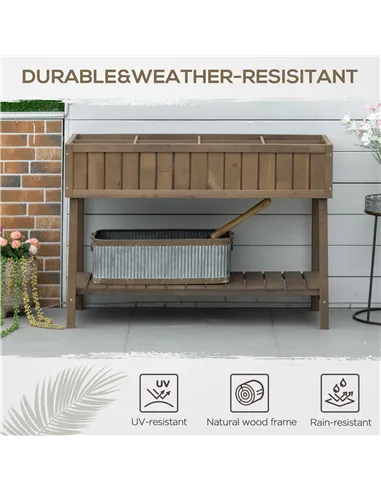 Outsunny Wooden Herb Planter Raised Bed Container Garden Plant Stand Bed 8 Boxes 110L x 46W x 76Hcm Brown