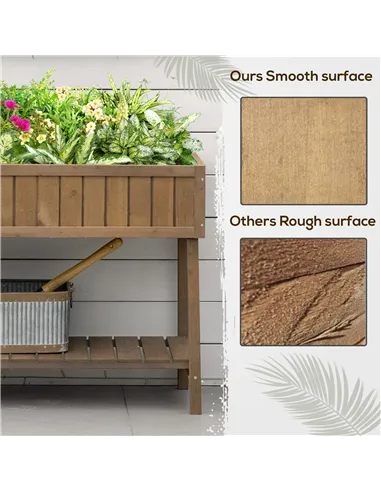 Outsunny Wooden Herb Planter Raised Bed Container Garden Plant Stand Bed 8 Boxes 110L x 46W x 76Hcm Brown