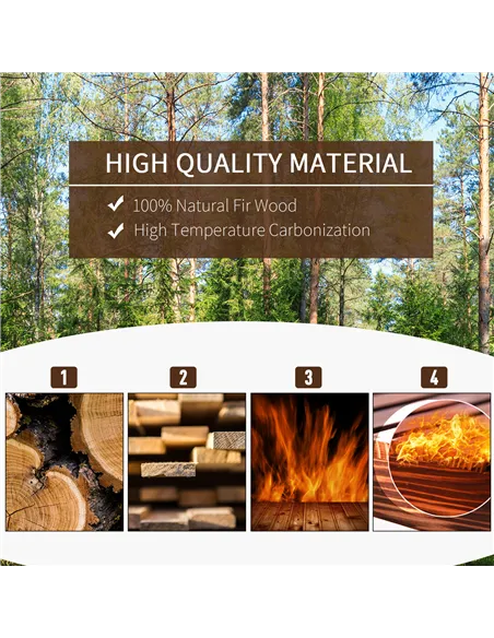 Outsunny 2PCs 56L Wooden Planter Box Flower Plant Pot Outdoor Flower Beds Plant Box with Solid Wood Carbonized Colour