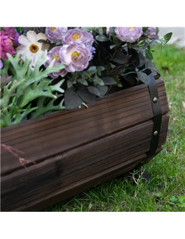 Outsunny 2PCs 56L Wooden Planter Box Flower Plant Pot Outdoor Flower Beds Plant Box with Solid Wood Carbonized Colour