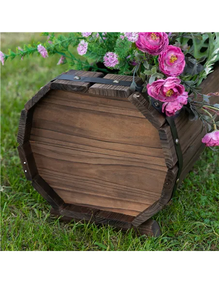 Outsunny 2PCs 56L Wooden Planter Box Flower Plant Pot Outdoor Flower Beds Plant Box with Solid Wood Carbonized Colour