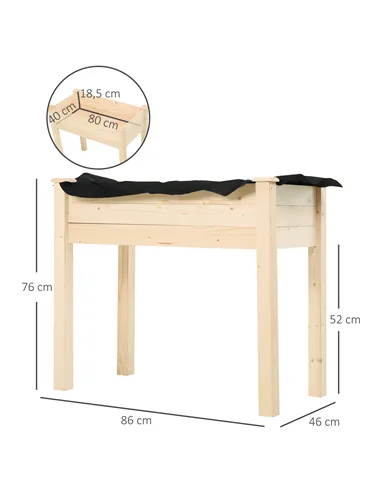 Outsunny Garden Wooden Planters， Rectangular Raised Bed,Flower Box, Fir Wood Indoor/Outdoor, Oak Tone, 86L x 46W x 76Hcm