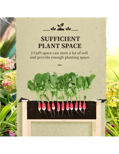 Outsunny Garden Wooden Planters， Rectangular Raised Bed,Flower Box, Fir Wood Indoor/Outdoor, Oak Tone, 86L x 46W x 76Hcm