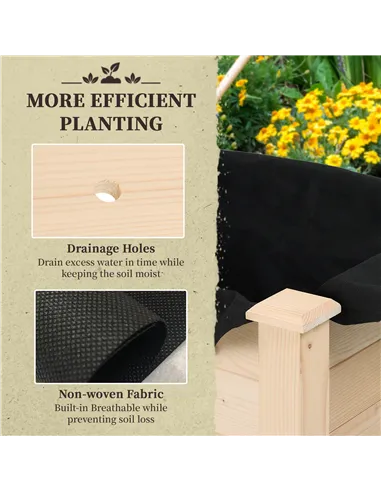 Outsunny Garden Wooden Planters， Rectangular Raised Bed,Flower Box, Fir Wood Indoor/Outdoor, Oak Tone, 86L x 46W x 76Hcm