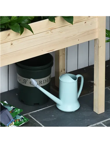 Outsunny Garden Wooden Planters， Rectangular Raised Bed,Flower Box, Fir Wood Indoor/Outdoor, Oak Tone, 86L x 46W x 76Hcm