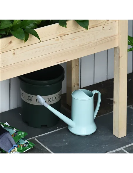 Outsunny Garden Wooden Planters， Rectangular Raised Bed,Flower Box, Fir Wood Indoor/Outdoor, Oak Tone, 86L x 46W x 76Hcm