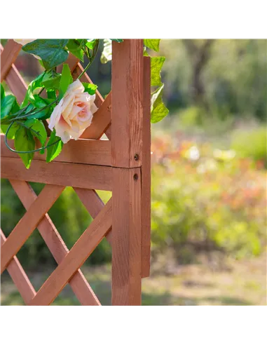 Outsunny 72.5 x 31.5 x 149.5 cm 45L Garden Wooden Pine Trough Planter with Topped Trellis Climbing Plants Flower Raised Bed, Ora