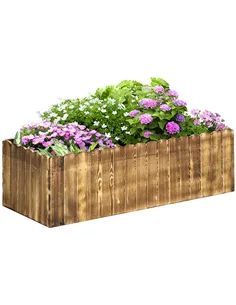Outsunny 109L Raised Garden Bed, Wooden Rectangle Planter Box, Outdoor Herb Vegetable Flower Pot (100L x 40W x 30H cm)