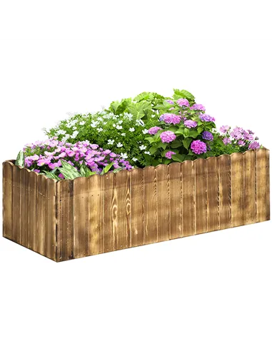 Outsunny 109L Raised Garden Bed, Wooden Rectangle Planter Box, Outdoor Herb Vegetable Flower Pot (100L x 40W x 30H cm)