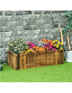 Outsunny 109L Raised Garden Bed, Wooden Rectangle Planter Box, Outdoor Herb Vegetable Flower Pot (100L x 40W x 30H cm) 2