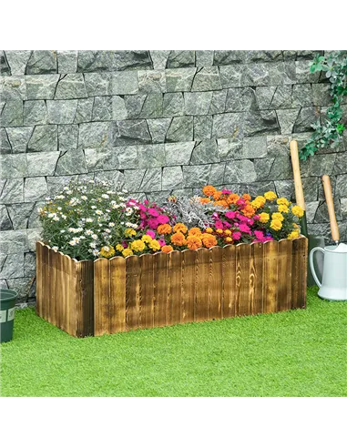 Outsunny 109L Raised Garden Bed, Wooden Rectangle Planter Box, Outdoor Herb Vegetable Flower Pot (100L x 40W x 30H cm)
