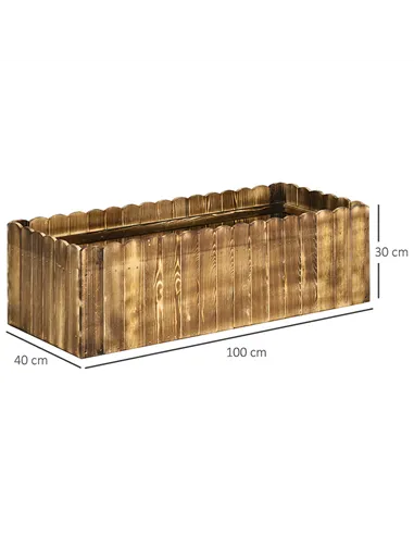 Outsunny 109L Raised Garden Bed, Wooden Rectangle Planter Box, Outdoor Herb Vegetable Flower Pot (100L x 40W x 30H cm)