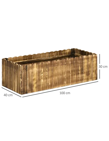 Outsunny 109L Raised Garden Bed, Wooden Rectangle Planter Box, Outdoor Herb Vegetable Flower Pot (100L x 40W x 30H cm)