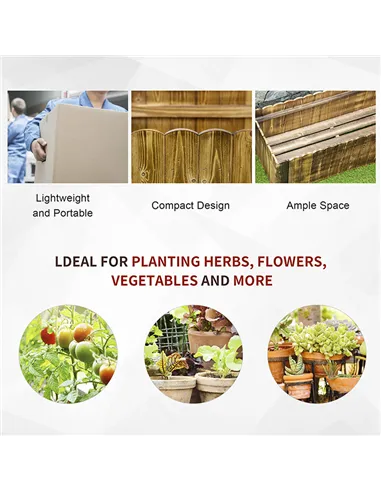 Outsunny 109L Raised Garden Bed, Wooden Rectangle Planter Box, Outdoor Herb Vegetable Flower Pot (100L x 40W x 30H cm)