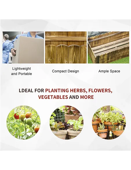 Outsunny 109L Raised Garden Bed, Wooden Rectangle Planter Box, Outdoor Herb Vegetable Flower Pot (100L x 40W x 30H cm)