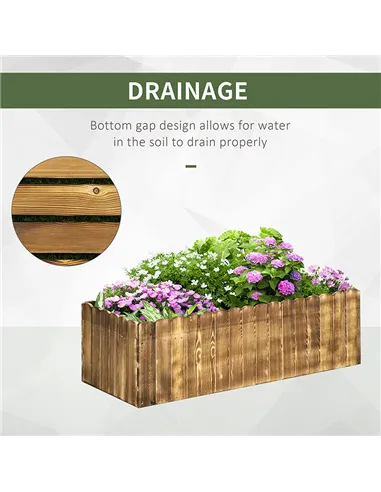Outsunny 109L Raised Garden Bed, Wooden Rectangle Planter Box, Outdoor Herb Vegetable Flower Pot (100L x 40W x 30H cm)