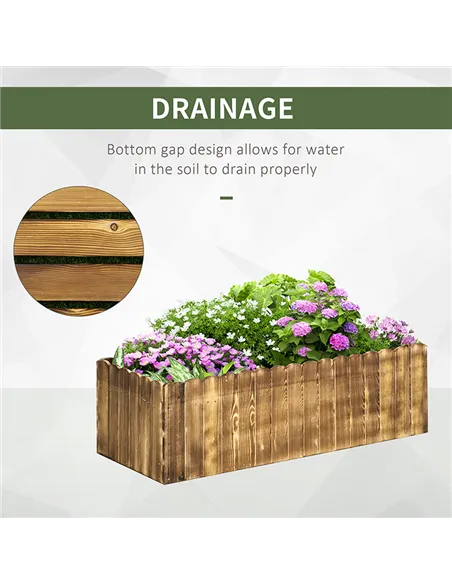 Outsunny 109L Raised Garden Bed, Wooden Rectangle Planter Box, Outdoor Herb Vegetable Flower Pot (100L x 40W x 30H cm)