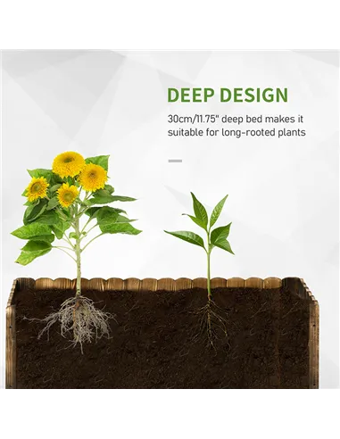 Outsunny 109L Raised Garden Bed, Wooden Rectangle Planter Box, Outdoor Herb Vegetable Flower Pot (100L x 40W x 30H cm)