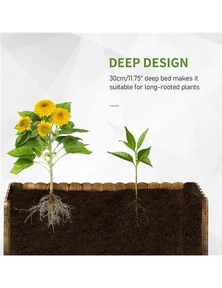 Outsunny 109L Raised Garden Bed, Wooden Rectangle Planter Box, Outdoor Herb Vegetable Flower Pot (100L x 40W x 30H cm)