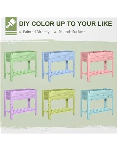 Outsunny Wooden Raised Plant Stand Outdoor Flower Bed Box with Clapboard 100 x 40 x 84cm