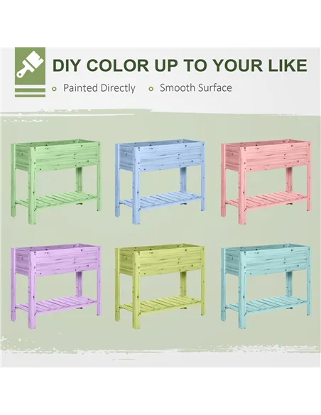 Outsunny Wooden Raised Plant Stand Outdoor Flower Bed Box with Clapboard 100 x 40 x 84cm