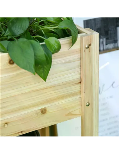 Outsunny Wooden Raised Plant Stand Outdoor Flower Bed Box with Clapboard 100 x 40 x 84cm