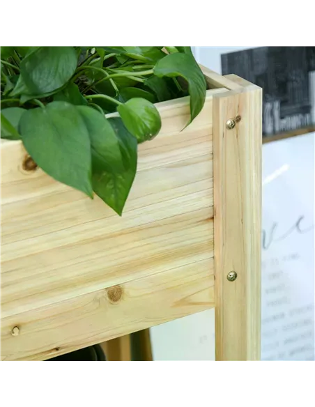 Outsunny Wooden Raised Plant Stand Outdoor Flower Bed Box with Clapboard 100 x 40 x 84cm