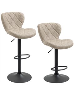 HOMCOM Bar Stools, Set of 2 Breakfast Bar Chairs, Swivel Barstools with Backrest and Footrest, Steel Frame Diamond Pattern PU, f