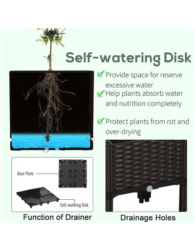 Outsunny Set of 4 26L Garden Raised Bed Elevated Patio Flower Plant Planter Box PP Vegetables Planting Container, Brown