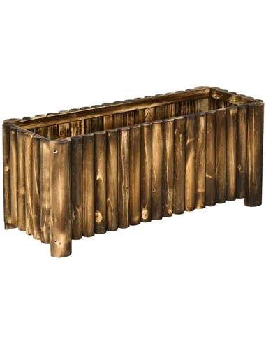 Outsunny 100L Raised Flower Bed Wooden Rectangular Planter Container Box Flower Pot Herb Pot 100L x 38.5W x 40H (cm)