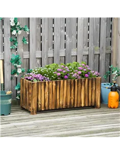 Outsunny 100L Raised Flower Bed Wooden Rectangular Planter Container Box Flower Pot Herb Pot 100L x 38.5W x 40H (cm) 2