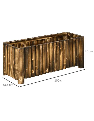Outsunny 100L Raised Flower Bed Wooden Rectangular Planter Container Box Flower Pot Herb Pot 100L x 38.5W x 40H (cm)