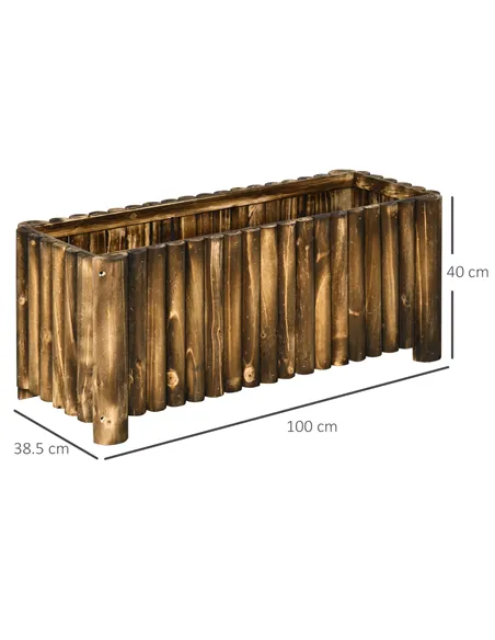 Outsunny 100L Raised Flower Bed Wooden Rectangular Planter Container Box Flower Pot Herb Pot 100L x 38.5W x 40H (cm)