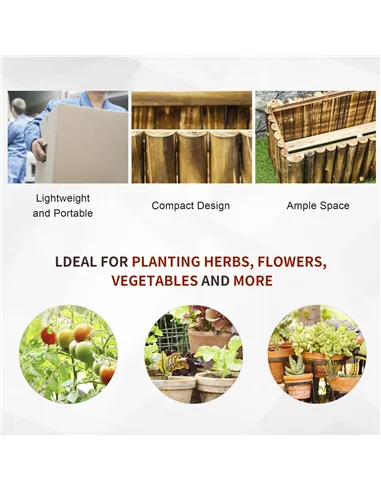 Outsunny 100L Raised Flower Bed Wooden Rectangular Planter Container Box Flower Pot Herb Pot 100L x 38.5W x 40H (cm)