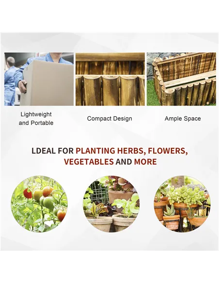 Outsunny 100L Raised Flower Bed Wooden Rectangular Planter Container Box Flower Pot Herb Pot 100L x 38.5W x 40H (cm)