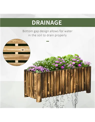 Outsunny 100L Raised Flower Bed Wooden Rectangular Planter Container Box Flower Pot Herb Pot 100L x 38.5W x 40H (cm)